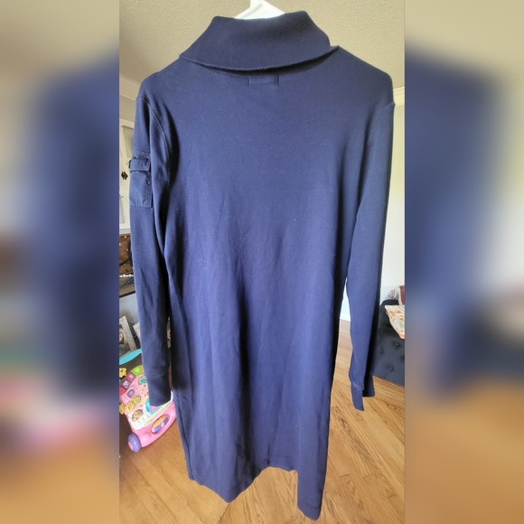 Ralph Lauren Turtleneck Sweater Dress Womens Large Navy Blue - Picture 2 of 8